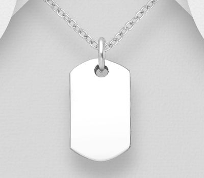 925 Sterling Silver Engravable Tag Pendant