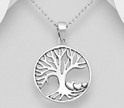 925 Sterling Silver Heart and Tree Of Life Pendant