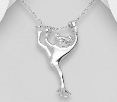 925 Sterling Silver Frog Pendant