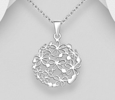 Şəkli böyütmək üçün tiklayın 925 Sterling Silver Flower Pendant