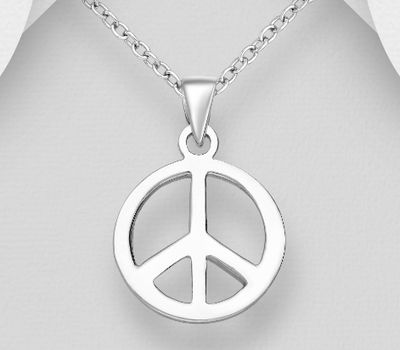 Şəkli böyütmək üçün tiklayın 925 Sterling Silver Peace Symbol Pendant