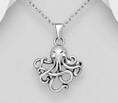 925 Sterling Silver Octopus Pendant