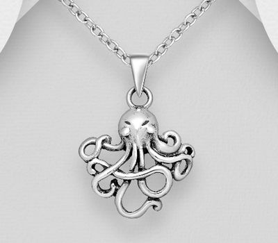 Şəkli böyütmək üçün tiklayın 925 Sterling Silver Octopus Pendant