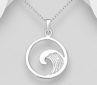 925 Sterling Silver Wave Pendant