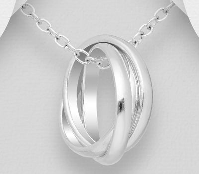 925 Sterling Silver Triple Round Links Pendant
