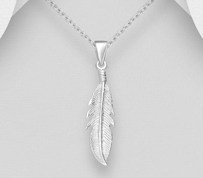 Şəkli böyütmək üçün tiklayın 925 Sterling Silver Feather Pendant