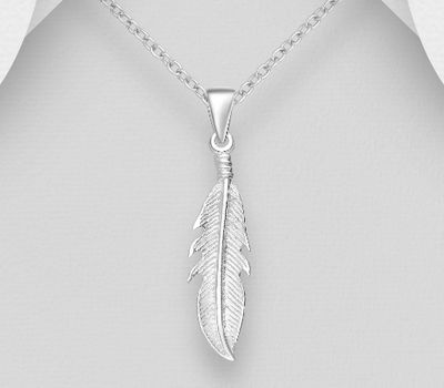 925 Sterling Silver Feather Pendant