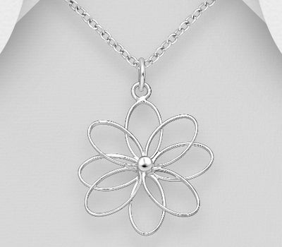 Şəkli böyütmək üçün tiklayın 925 Sterling Silver Flower Pendant