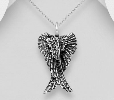 Şəkli böyütmək üçün tiklayın 925 Sterling Silver Angel Wings Pendant