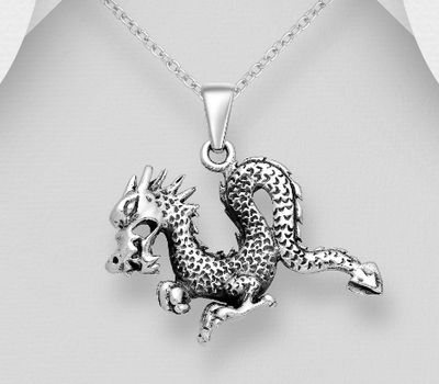 925 Sterling Silver Dragon Pendant