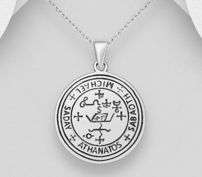 Şəkli böyütmək üçün tiklayın 925 Sterling Silver Oxidized Sigils of The Seven Archangels Michael Pendant