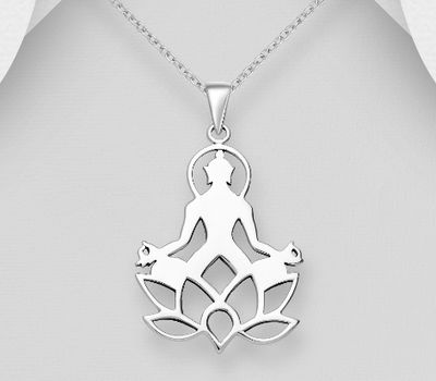 925 Sterling Silver Chakra and Lotus Pendant