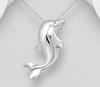 Şəkli böyütmək üçün tiklayın 925 Sterling Silver Dolphin Pendant