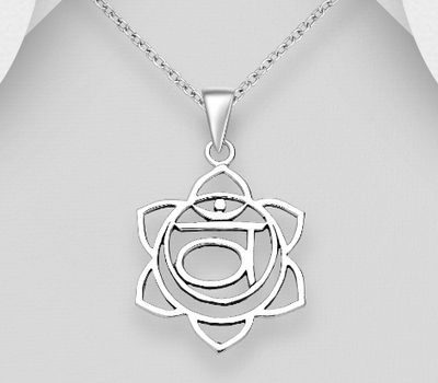 Şəkli böyütmək üçün tiklayın 925 Sterling Silver OxidizedSacral Chakra Pendant