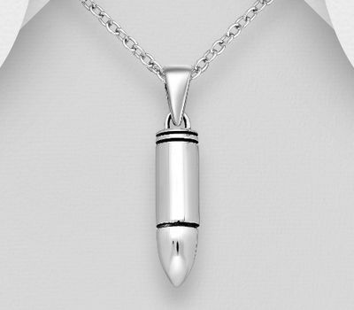 Şəkli böyütmək üçün tiklayın 925 Sterling Silver Oxidized Bullet Pendant