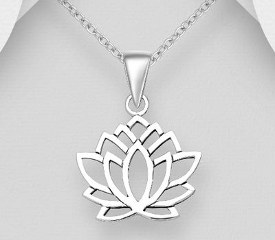 Şəkli böyütmək üçün tiklayın 925 Sterling Silver Lotus Pendant