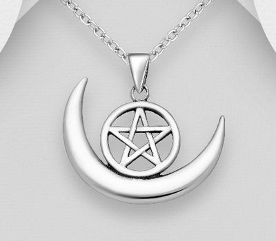 925 Sterling Silver Moon And Star Pendant