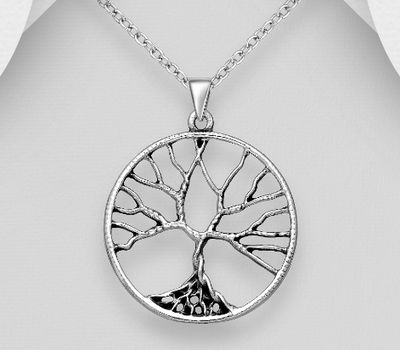 Şəkli böyütmək üçün tiklayın 925 Sterling Silver Oxidized Tree Of Life Pendant