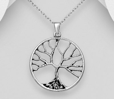 925 Sterling Silver Oxidized Tree Of Life Pendant