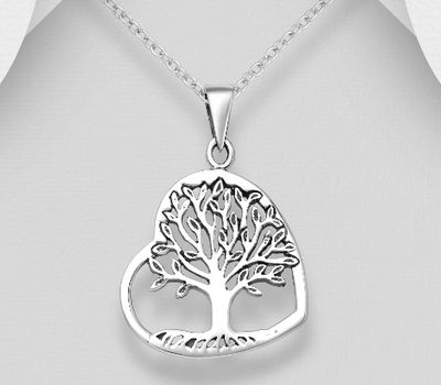925 Sterling Silver Heart and Tree Of Life Pendant