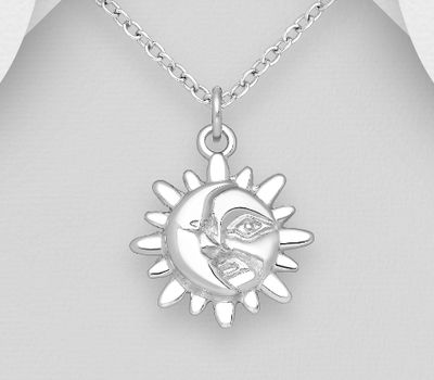 925 Sterling Silver Moon and Sun Pendant