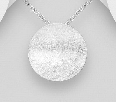 925 Sterling Silver Matt Circle Pendant