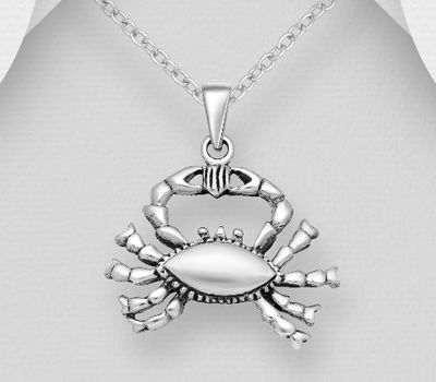 925 Sterling Silver Crab Pendant