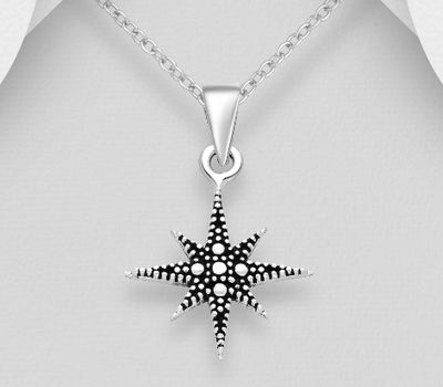 925 Sterling Silver Oxidized Star Pendant