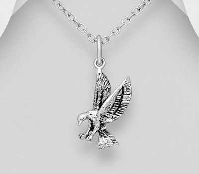 925 Sterling Silver Oxidized Eagle Pendant