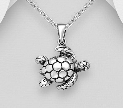 Malın səhifəsinə keç 925 Sterling Silver Oxidized Turtle Pendant