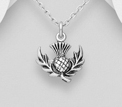 Şəkli böyütmək üçün tiklayın 925 Sterling Silver Oxidized Celtic Thistle Pendant