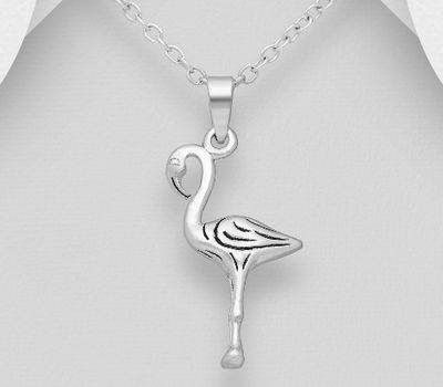 925 Sterling Silver Oxidized Flamingo Pendant