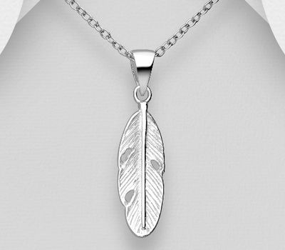 Şəkli böyütmək üçün tiklayın 925 Sterling Silver Feather Pendant