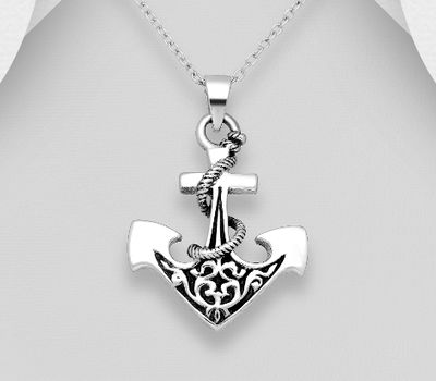 Şəkli böyütmək üçün tiklayın 925 Sterling Silver Anchor Pendant