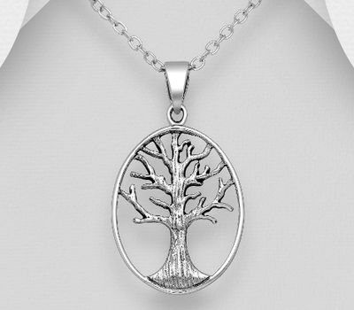 925 Sterling Silver Oxidized Tree Of Life Pendant
