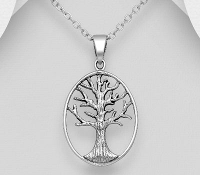 Şəkli böyütmək üçün tiklayın 925 Sterling Silver Oxidized Tree Of Life Pendant