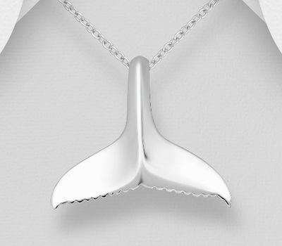 Şəkli böyütmək üçün tiklayın 925 Sterling Silver Whale Tail Pendant