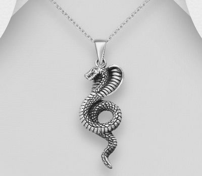 925 Sterling Silver Oxidized Snake Pendant