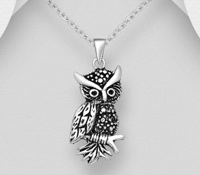Şəkli böyütmək üçün tiklayın 925 Sterling Silver Owl Pendant