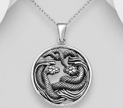 925 Sterling Silver Snake Pendant