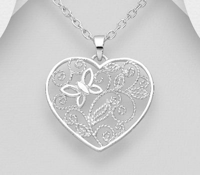 Şəkli böyütmək üçün tiklayın 925 Sterling Silver Heart Pendant