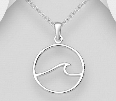 Şəkli böyütmək üçün tiklayın 925 Sterling Silver Wave Pendant