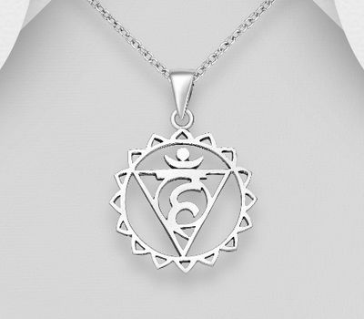 925 Sterling Silver Throat Chakra Pendant