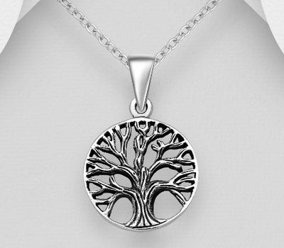 Şəkli böyütmək üçün tiklayın 925 Sterling Silver Oxidized Tree Of Life Pendant