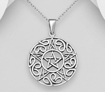 Şəkli böyütmək üçün tiklayın 925 Sterling Silver Oxidized Pentagram Star Pendant