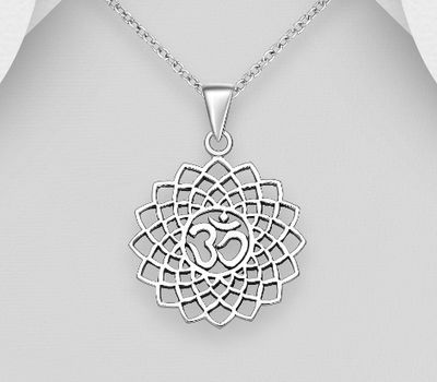 Şəkli böyütmək üçün tiklayın 925 Sterling Silver Filigree Om Sign Pendant
