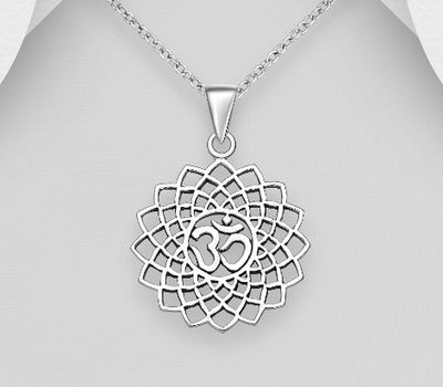 925 Sterling Silver Filigree Om Sign Pendant