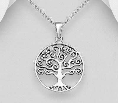 Şəkli böyütmək üçün tiklayın 925 Sterling Silver Oxidized Tree Of Life Pendant