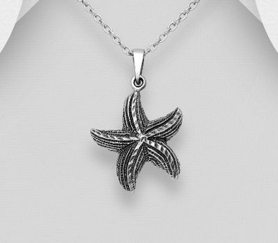 Şəkli böyütmək üçün tiklayın 925 Sterling Silver Oxidized Starfish Pendant