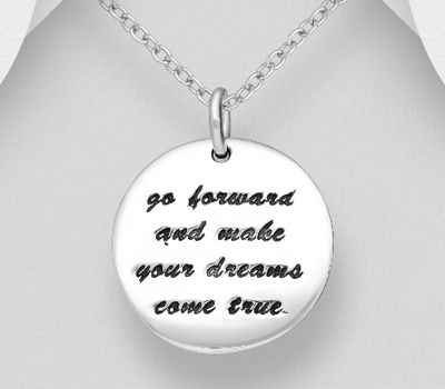 Şəkli böyütmək üçün tiklayın 925 Sterling Silver Message Pendant, Engraved with